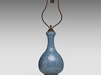 A chinese robin's-egg-glazed garlic mouth bottle vase, impressed with a qianlong mark, fixed with bronze mounts, total h 55,3 cm - afbeelding 3 van  6