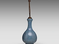 A chinese robin's-egg-glazed garlic mouth bottle vase, impressed with a qianlong mark, fixed with bronze mounts, total h 55,3 cm - afbeelding 4 van  6