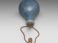A chinese robin's-egg-glazed garlic mouth bottle vase, impressed with a qianlong mark, fixed with bronze mounts, total h 55,3 cm - afbeelding 5 van  6