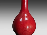 A chinese sang-de-boeuf ware pear-shaped bottle vase, 18thc, h 37 cm