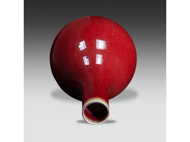 A chinese sang-de-boeuf ware pear-shaped bottle vase, 18thc, h 37 cm - afbeelding 5 van  6