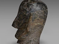 A chinese sanxingdui-style carved soapstone head, vintage, h 28,5 cm - afbeelding 3 van  6