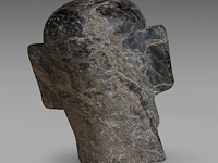 A chinese sanxingdui-style carved soapstone head, vintage, h 28,5 cm - afbeelding 4 van  6