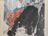A chinese scroll painting, 'a young girl', signature reading liu danzhai, 45,5 x 67,5 cm - afbeelding 5 van  5