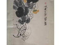 A chinese scroll painting, 'gourd vines', seal stamped 'qi bai shi', 34,5 x 100 cm - afbeelding 5 van  5