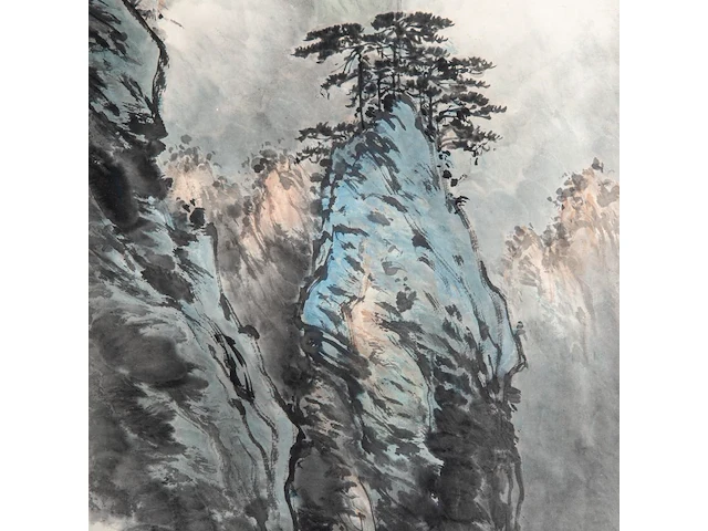 A chinese scroll painting, 'mountainous landscape', colour on paper, signed ying yeping, 48 x 89 cm - afbeelding 5 van  5