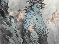 A chinese scroll painting, 'mountainous landscape', colour on paper, signed ying yeping, 48 x 89 cm - afbeelding 5 van  5