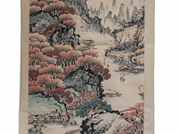 A chinese scroll painting, 'mountainous river landscape', signature reading 'shanyue guan', 67,7 x 136,5 cm - afbeelding 2 van  7