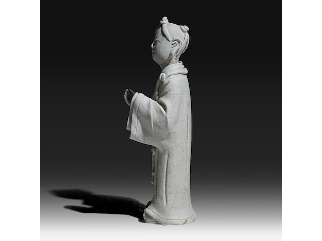 A chinese unglazed figure of a scholar, qingbai type, presumably song dynasty, h 17,2 cm - afbeelding 4 van  10