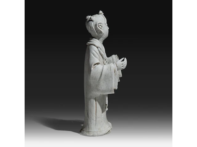 A chinese unglazed figure of a scholar, qingbai type, presumably song dynasty, h 17,2 cm - afbeelding 7 van  10