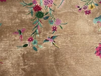 A chinese woollen rug, decorated with flower branches and various birds 358 x 268 cm. (140.93 x 105.51 in.) - afbeelding 9 van  11
