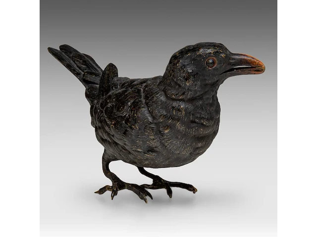 A cold-painted vienna bronze blackbird by franz xavier bergmann (1861-1936) 9 cm. (3.54 in.) - afbeelding 1 van  7