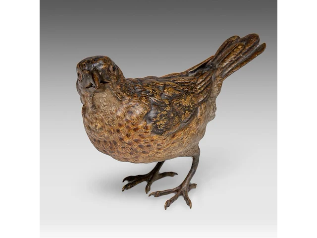 A cold-painted vienna bronze song thrush by franz xavier bergmann (1861-1936) 9.5 cm. (3.74 in.) - afbeelding 1 van  7