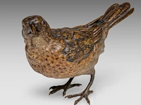 A cold-painted vienna bronze song thrush by franz xavier bergmann (1861-1936) 9.5 cm. (3.74 in.)