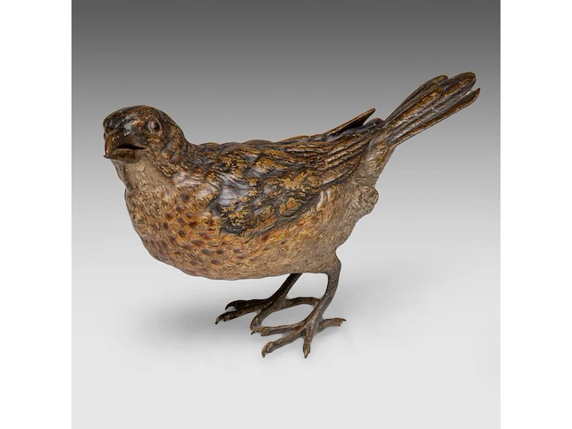 A cold-painted vienna bronze song thrush by franz xavier bergmann (1861-1936) 9.5 cm. (3.74 in.) - afbeelding 2 van  7