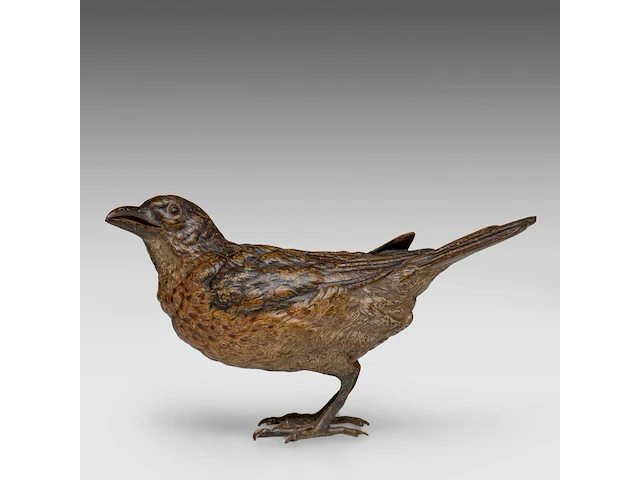 A cold-painted vienna bronze song thrush by franz xavier bergmann (1861-1936) 9.5 cm. (3.74 in.) - afbeelding 3 van  7