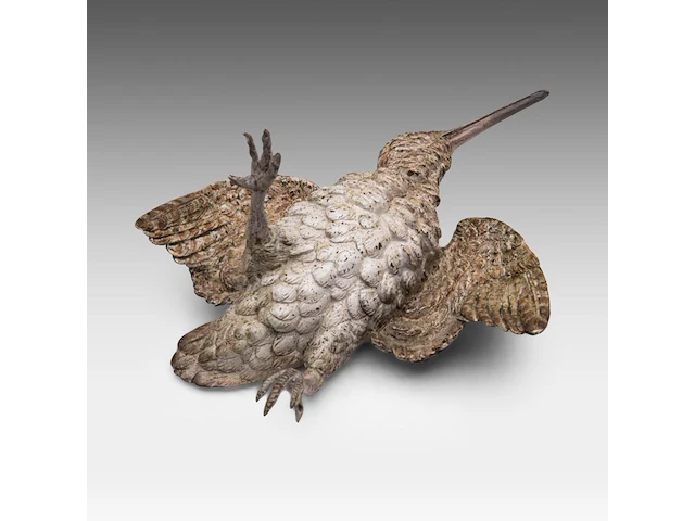 A cold-painted vienna bronze woodcock 10 x 21 cm. (3.94 x 8.26 in.) - afbeelding 2 van  5