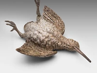 A cold-painted vienna bronze woodcock 10 x 21 cm. (3.94 x 8.26 in.) - afbeelding 3 van  5