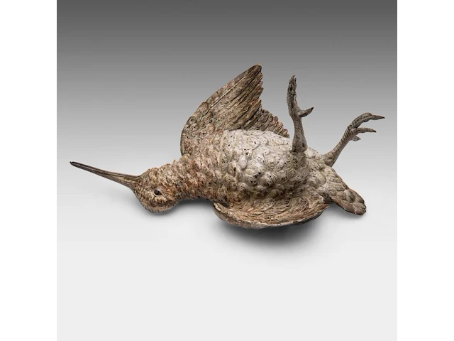 A cold-painted vienna bronze woodcock 10 x 21 cm. (3.94 x 8.26 in.) - afbeelding 4 van  5