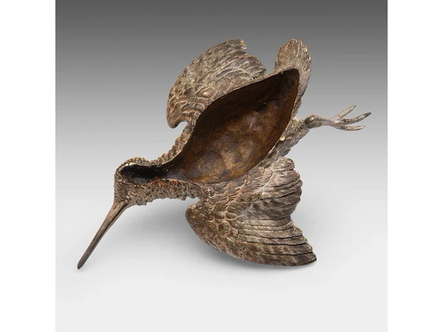 A cold-painted vienna bronze woodcock 10 x 21 cm. (3.94 x 8.26 in.) - afbeelding 5 van  5
