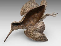 A cold-painted vienna bronze woodcock 10 x 21 cm. (3.94 x 8.26 in.) - afbeelding 5 van  5