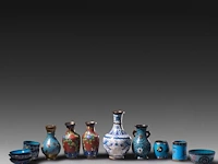 A collection of 10 japanese cloisonné enameled vases and bowls, 19th/20thc, tallest h 22 cm - afbeelding 2 van  5
