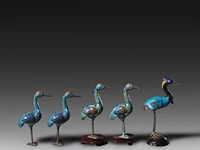 A collection of 13 japanese cloisonné enameled vases and censers in the shape of animals, 19th/20thc, tallest h 37 cm - afbeelding 4 van  7