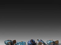 A collection of 15 chinese/japanese cloisonné enameled vases and censers in the shape of animals, 19th/20thc, tallest h 25,5 cm - afbeelding 5 van  5