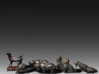 A collection of 16 japanese cloisonné enameled vases and censers in the shape of animals, 19th/20thc, tallest h 27 cm - afbeelding 3 van  4