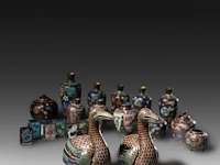 A collection of 21 japanese cloisonné enameled vases, censers and boxes, 19th/20thc, tallest h 20 cm