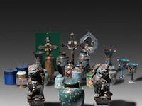 A collection of 24 japanese cloisonné enameled objects, 19th/20thc, tallest h 23 cm