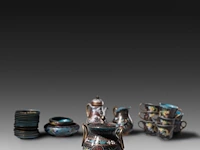 A collection of 29 chinese/japanese cloisonné enameled cups, saucers and pots, 19th/20thc, tallest h 15,5 cm