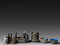 A collection of 40 chinese/japanese cloisonné enameled bowls, vases and napkin rings, 19th/20thc, tallest h 15,5 cm - afbeelding 2 van  9