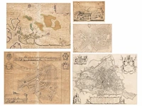 A collection of 5 framed antique maps