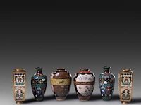 A collection of 8 japanese cloisonné enameled vases and censers, 19th/20thc, tallest h 21 cm - afbeelding 2 van  4