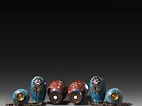 A collection of 8 japanese cloisonné enameled vases, letter knives and censers, 19th/20thc, tallest h 27 cm - afbeelding 4 van  4