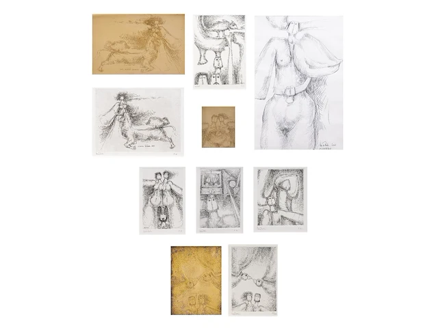 A collection of etchings, etching plates and one drawing (10) - afbeelding 1 van  40