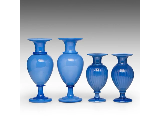 A collection of four decorative blue opaline glass vases smallest pair: 18.5 cm. (7.28 in.), tallest pair: 24.5 cm. (9.65 in.) - afbeelding 2 van  6