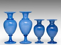 A collection of four decorative blue opaline glass vases smallest pair: 18.5 cm. (7.28 in.), tallest pair: 24.5 cm. (9.65 in.) - afbeelding 2 van  6