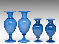 A collection of four decorative blue opaline glass vases smallest pair: 18.5 cm. (7.28 in.), tallest pair: 24.5 cm. (9.65 in.) - afbeelding 3 van  6