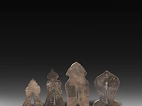 A collection of four engraved silver judaica circumcision shields, 19thc, h 8,5 cm (tallest) - total weight: 150 g - afbeelding 2 van  9