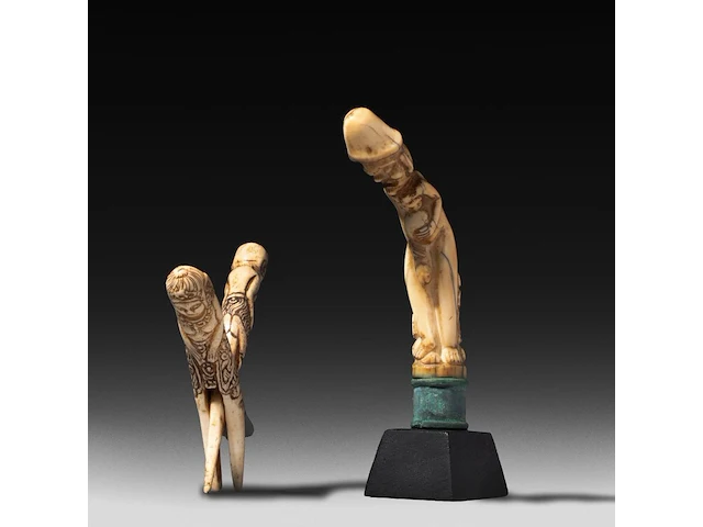 A collection of indonesian tribal circumcision items and phallic handles of a kris, sasak people, lombok, h 28 cm (tallest) - afbeelding 7 van  8