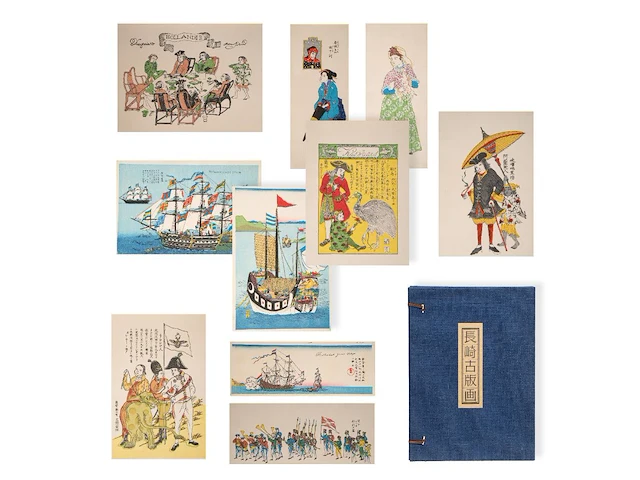 A collection of modern reprints of japanese nagasaki ukiyo-e, 20thc 41 x 54.5 cm. (16.14 x 21.46 in.) - afbeelding 1 van  16