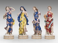 A collection of polychrome saxony porcelain figurine groups, h 29 cm (tallest) - afbeelding 12 van  19