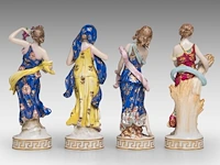 A collection of polychrome saxony porcelain figurine groups, h 29 cm (tallest) - afbeelding 14 van  19