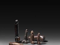 A collection of six small tribal fertility cult phalluses, d.r. congo, h 24 cm (tallest)