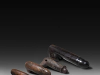 A collection of six small tribal fertility cult phalluses, d.r. congo, h 24 cm (tallest) - afbeelding 3 van  5
