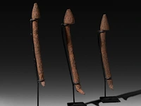A collection of three iron legba cultus phalluses, voodoo culture, benin, h 20 - 22 cm - afbeelding 2 van  5