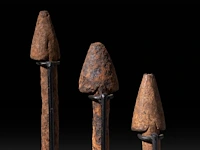 A collection of three iron legba cultus phalluses, voodoo culture, benin, h 20 - 22 cm - afbeelding 4 van  5