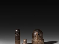 A collection of three rock crystal lingams, khmer, cambodia, h 8 cm (tallest)